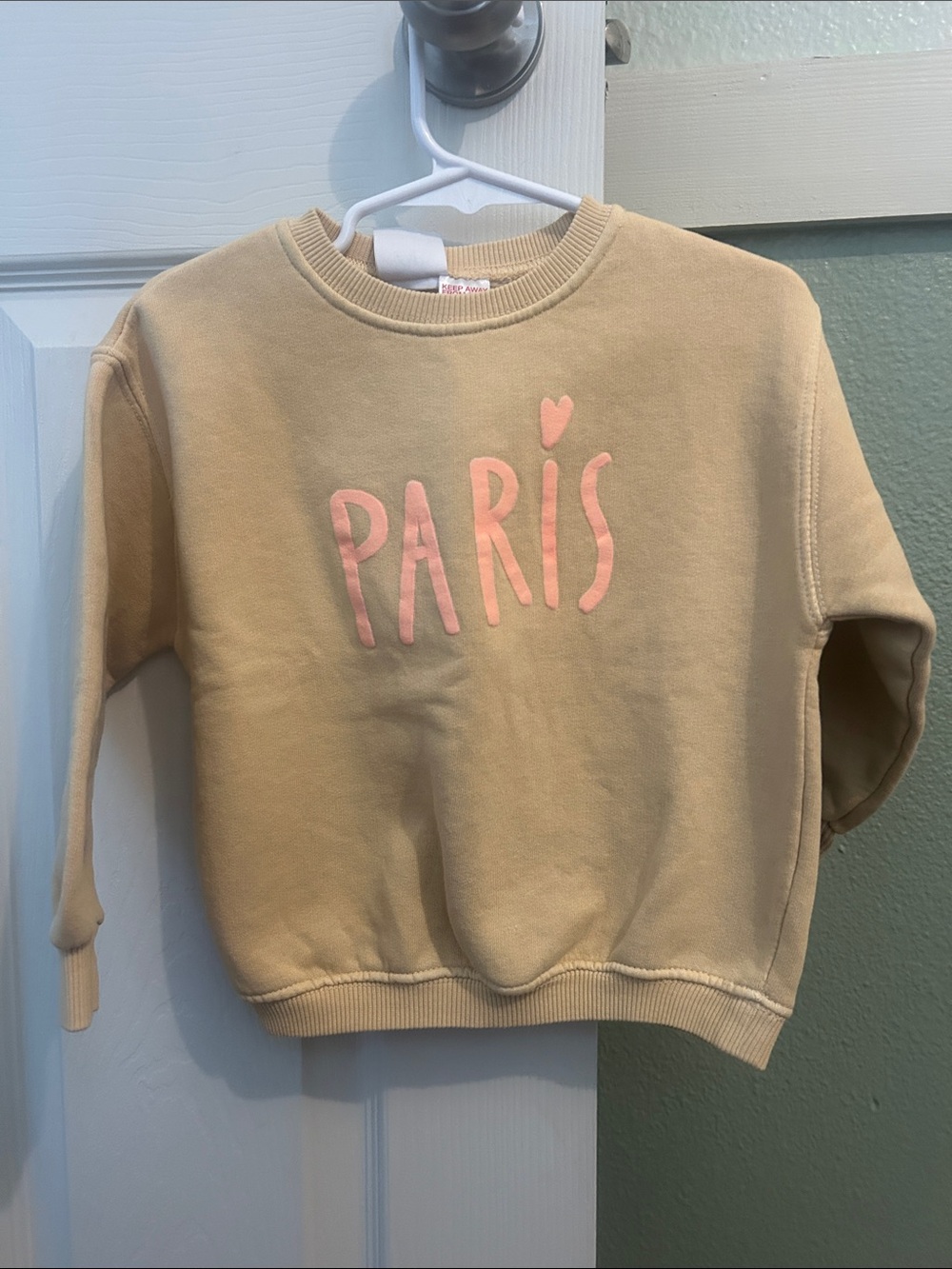 Zara Beige Crewneck Sweatshirt with Pink PARIS Script